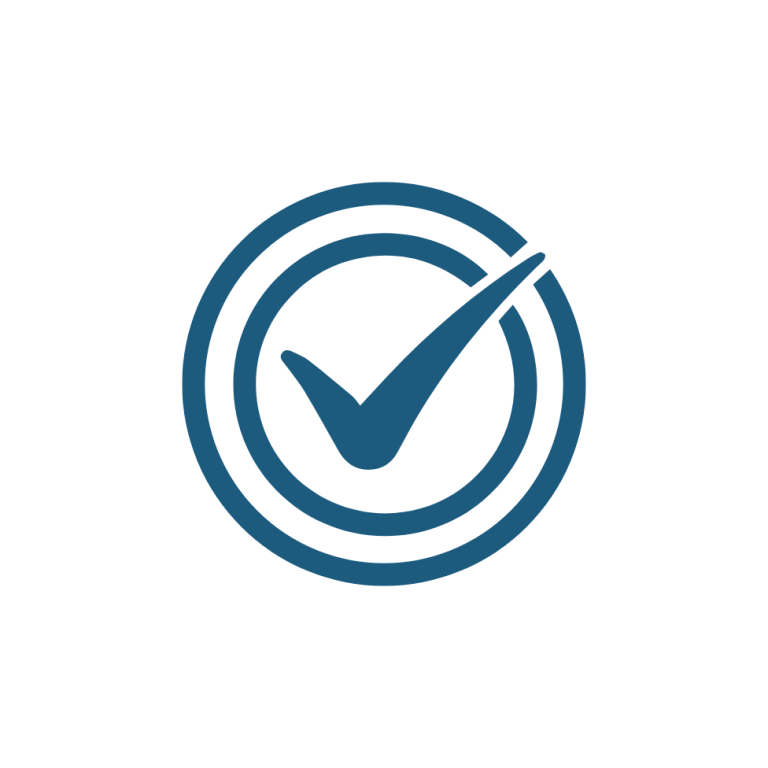A tick in a circle vector image demonstrating that bookkeeping accounts are accurate and maintained for clients.